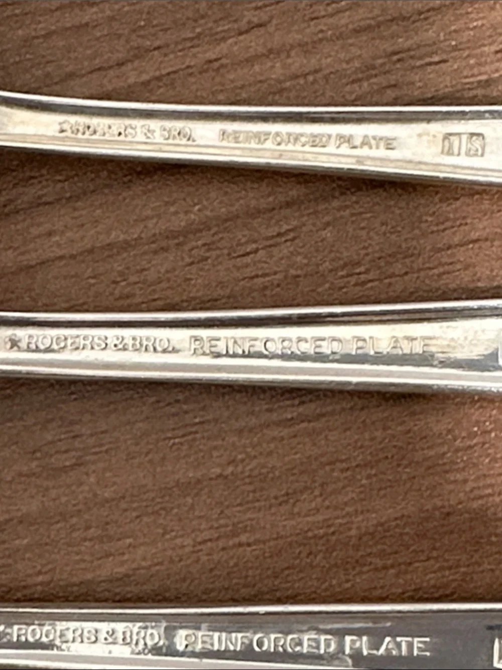 Rogers & Bro, reinforced plate,Floral-Handled Silver Flatware Set of 5